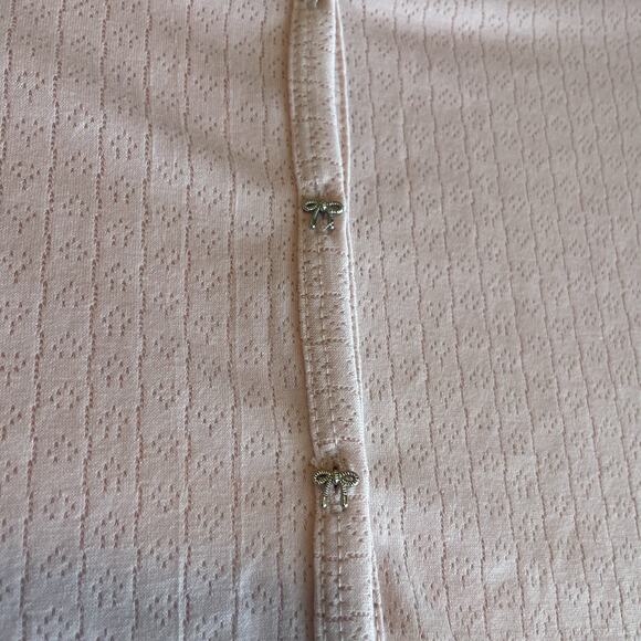 NWT Como Coquette Y2K Pink Bow Button Detail Knit Top Soft Girl Romantic Size M - Picture 7 of 9